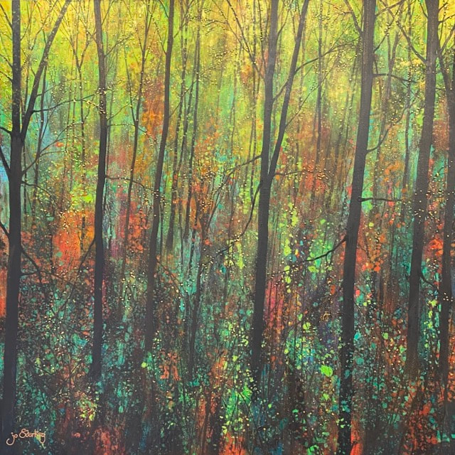 Golden autumn forest painting by Jo Starkey